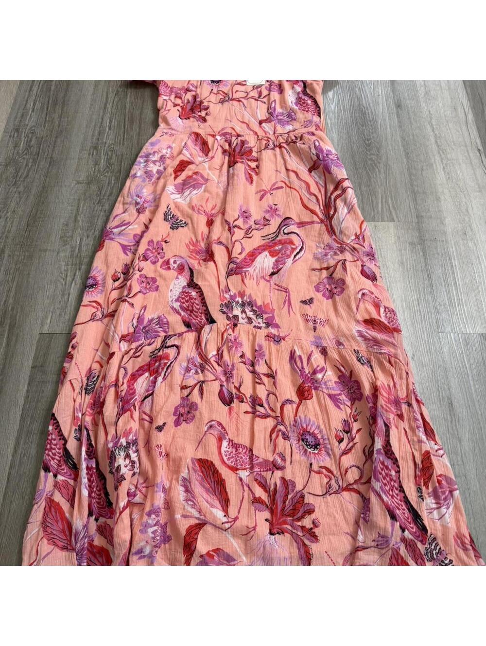 Banjanan pink floral hanna maxi dress with ruffle sleeves and tie back. Size S - Picture 5 of 7